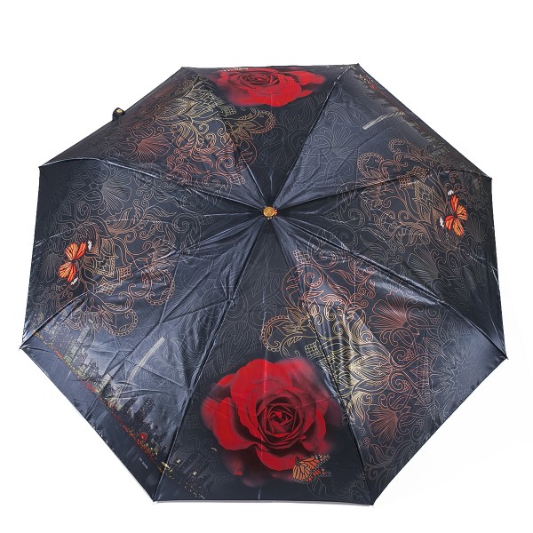 145 черный город с красной розой..